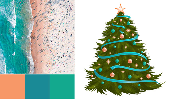 Urlaubsfarbpalette Urlaubsfarbpaletten: 5 Weihnachtsfarbkombinationen Jenseits von Rot #038; Grün australischer Strand