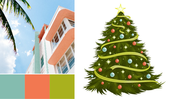 wakacyjna paleta kolorów wakacyjne palety kolorów: 5 świątecznych kombinacji kolorów poza czerwonym #038; Zielony miami christmas